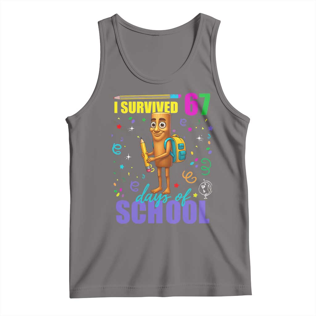 Tung Tung Tung Sahur I Survived 67 Days of School Tank Top Funny Six Seven 6 7 Meme Teacher Student - Wonder Print Shop