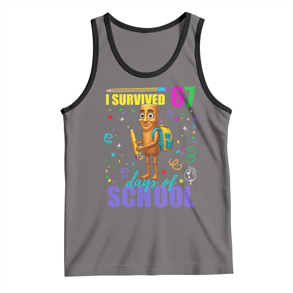 Tung Tung Tung Sahur I Survived 67 Days of School Tank Top Funny Six Seven 6 7 Meme Teacher Student - Wonder Print Shop