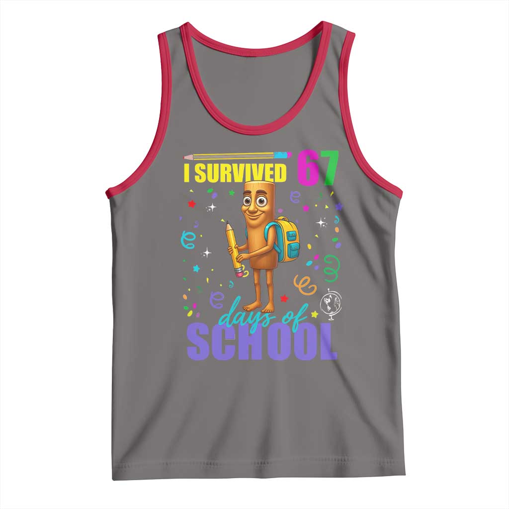 Tung Tung Tung Sahur I Survived 67 Days of School Tank Top Funny Six Seven 6 7 Meme Teacher Student - Wonder Print Shop