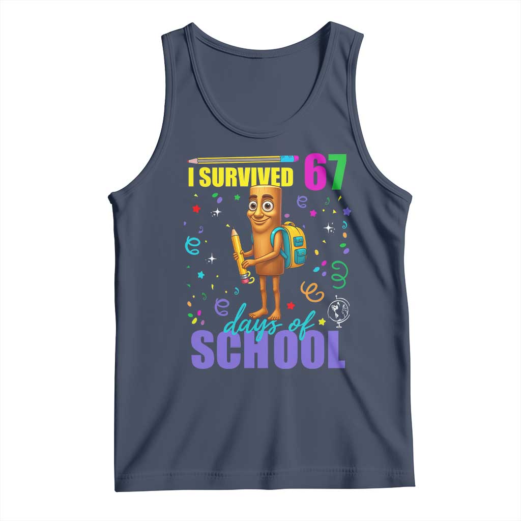 Tung Tung Tung Sahur I Survived 67 Days of School Tank Top Funny Six Seven 6 7 Meme Teacher Student - Wonder Print Shop