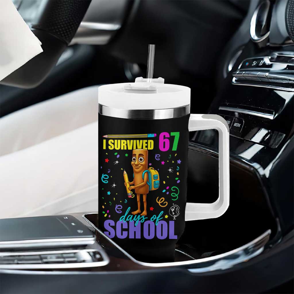 Tung Tung Tung Sahur I Survived 67 Days of School Tumbler With Handle Funny Six Seven 6 7 Meme Teacher Student - Wonder Print Shop