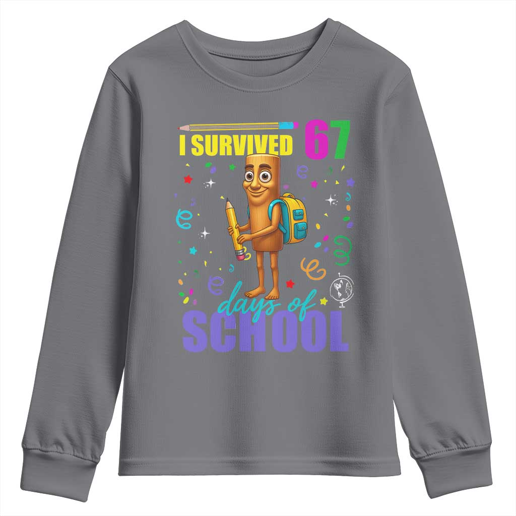 Tung Tung Tung Sahur I Survived 67 Days of School Youth Sweatshirt Funny Six Seven 6 7 Meme Teacher Student - Wonder Print Shop