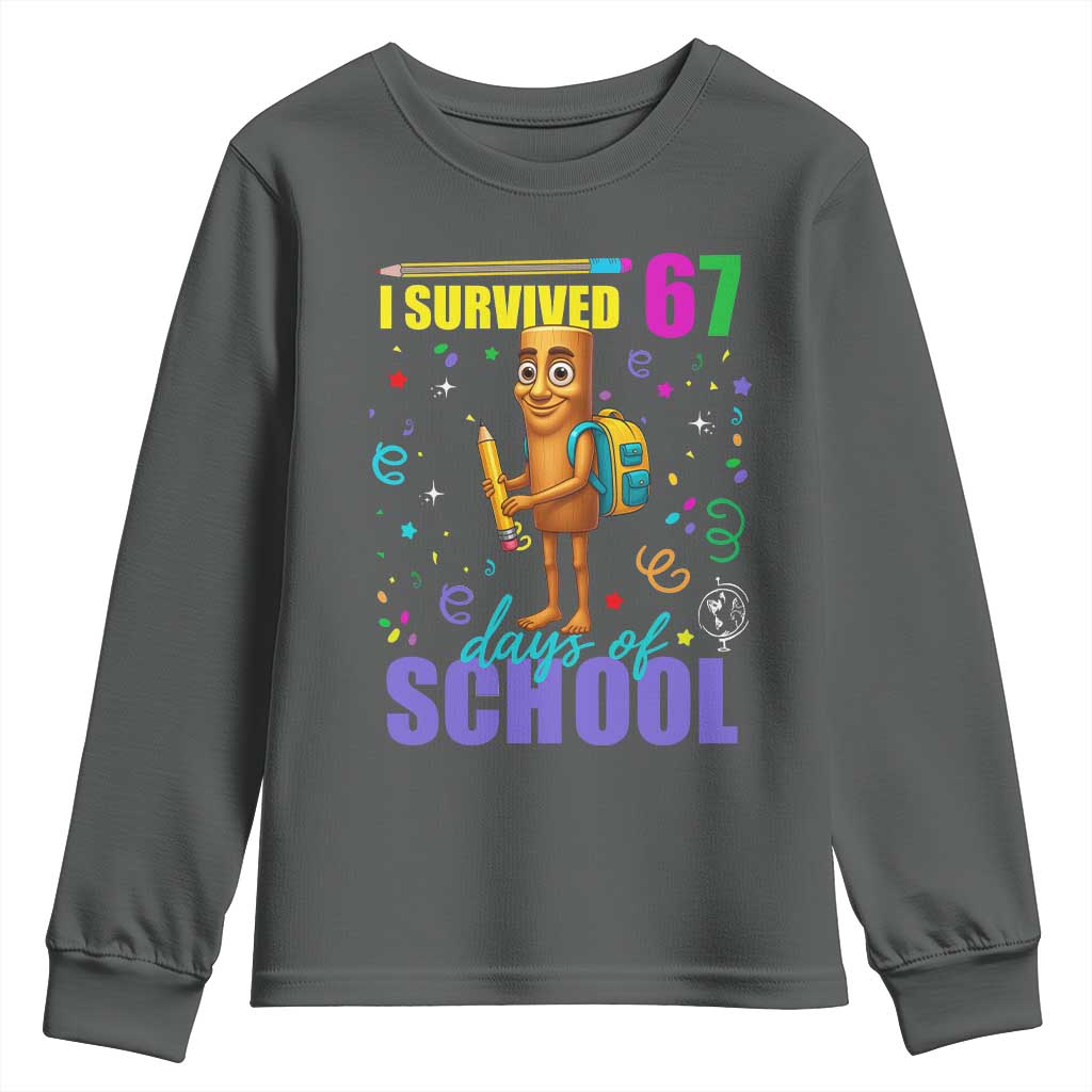 Tung Tung Tung Sahur I Survived 67 Days of School Youth Sweatshirt Funny Six Seven 6 7 Meme Teacher Student - Wonder Print Shop