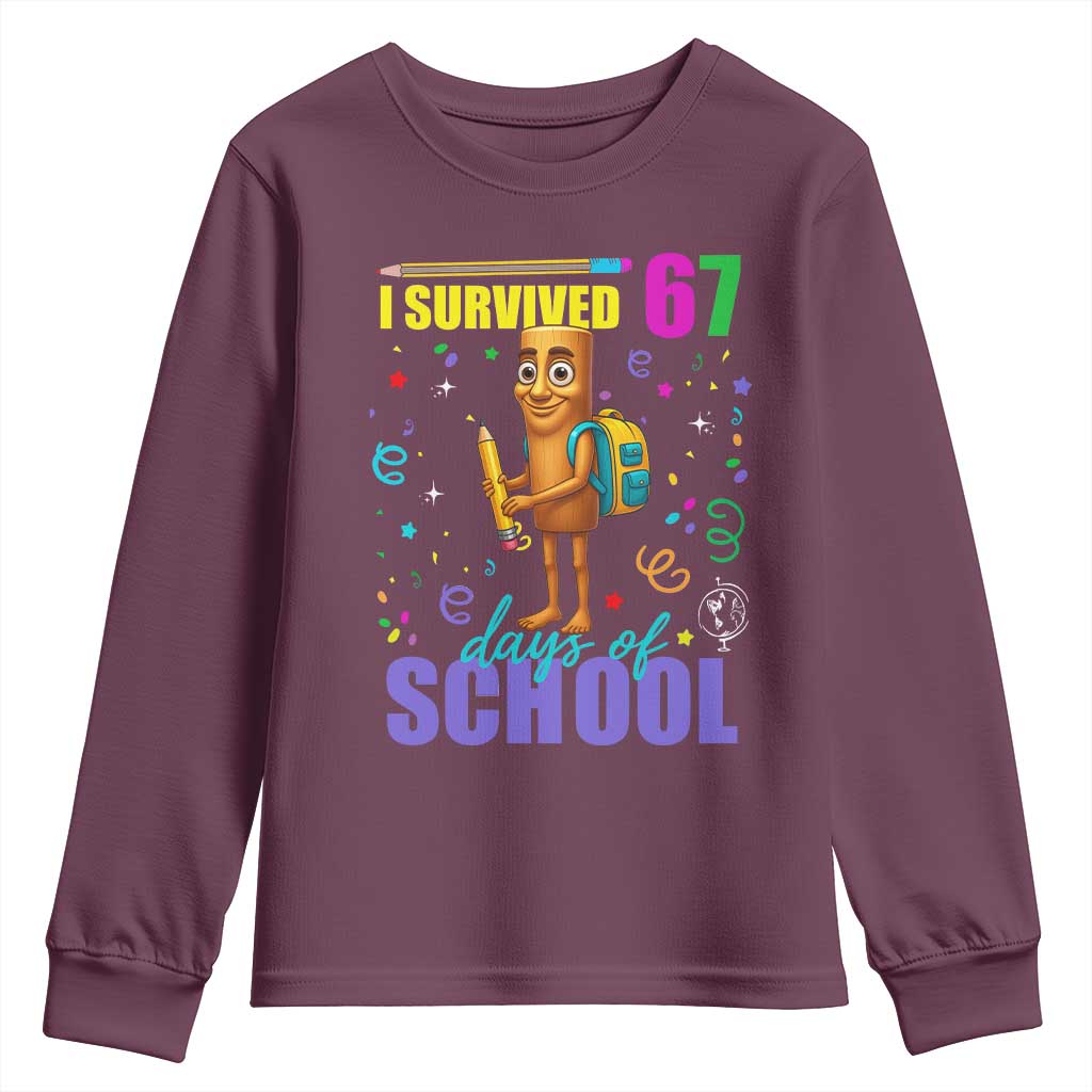 Tung Tung Tung Sahur I Survived 67 Days of School Youth Sweatshirt Funny Six Seven 6 7 Meme Teacher Student - Wonder Print Shop