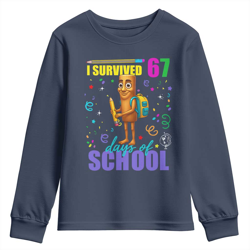 Tung Tung Tung Sahur I Survived 67 Days of School Youth Sweatshirt Funny Six Seven 6 7 Meme Teacher Student - Wonder Print Shop
