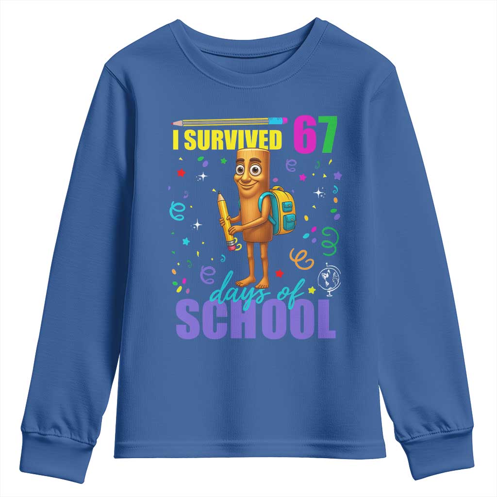 Tung Tung Tung Sahur I Survived 67 Days of School Youth Sweatshirt Funny Six Seven 6 7 Meme Teacher Student - Wonder Print Shop