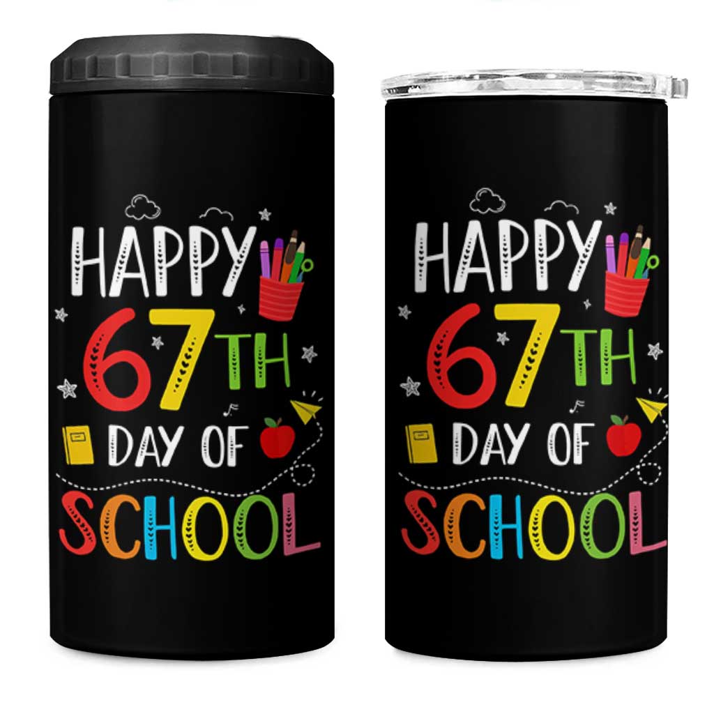 67 Days of School 4 in 1 Can Cooler Tumbler Happy 67th Day Of School Teachers Student Meme - Wonder Print Shop