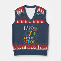 67 Days of School V-Neck Knit Sweater Vest Happy 67th Day Of School Teachers Student Meme - Wonder Print Shop