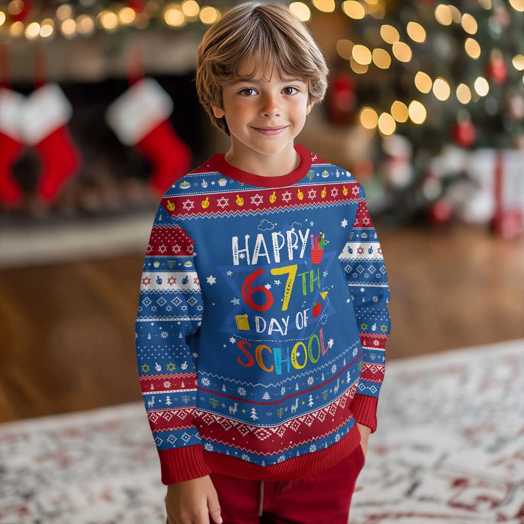 67 Days of School Hanukkah Ugly Sweater Happy 67th Day Of School Teachers Student Meme - Wonder Print Shop