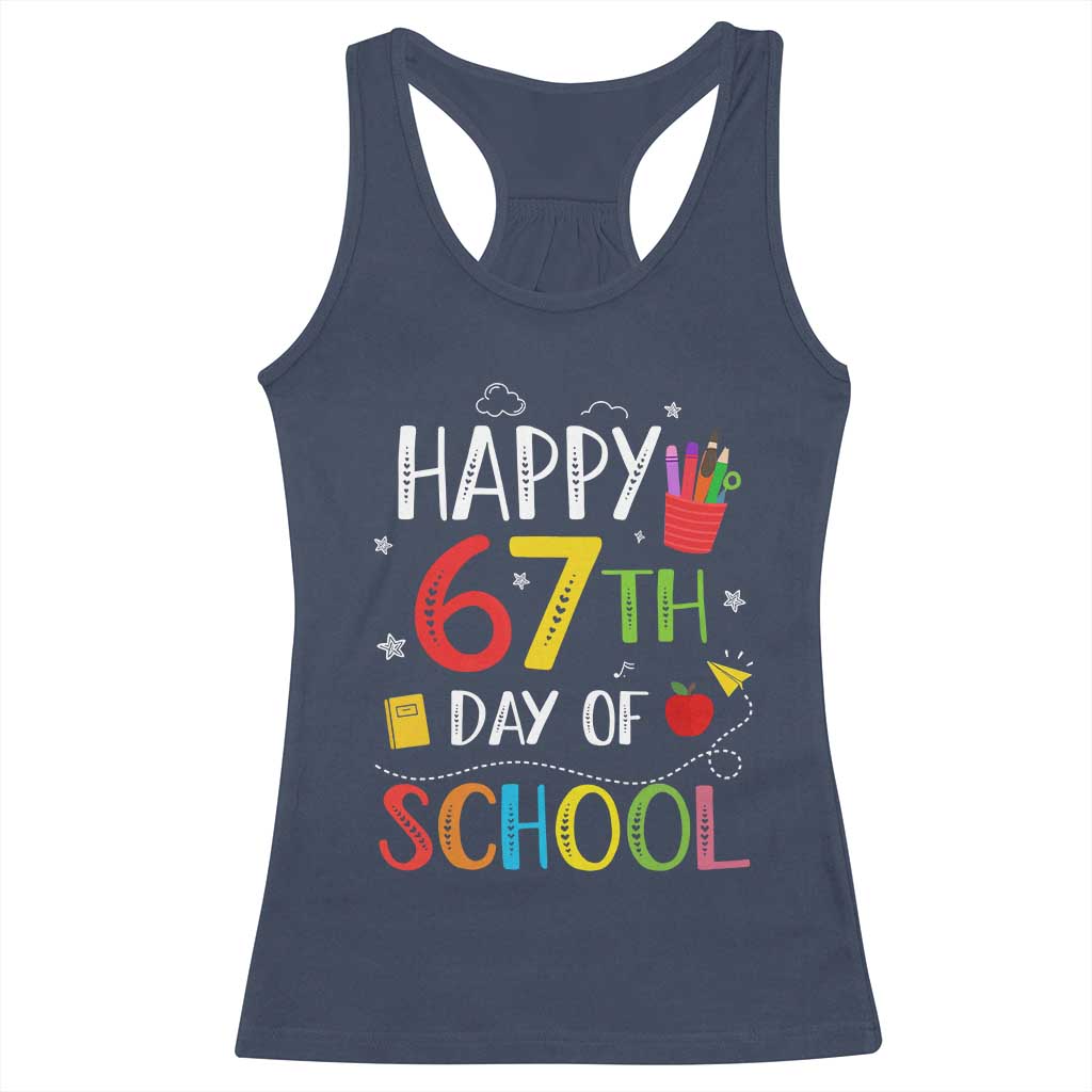 67 Days of School Racerback Tank Top Happy 67th Day Of School Teachers Student Meme - Wonder Print Shop