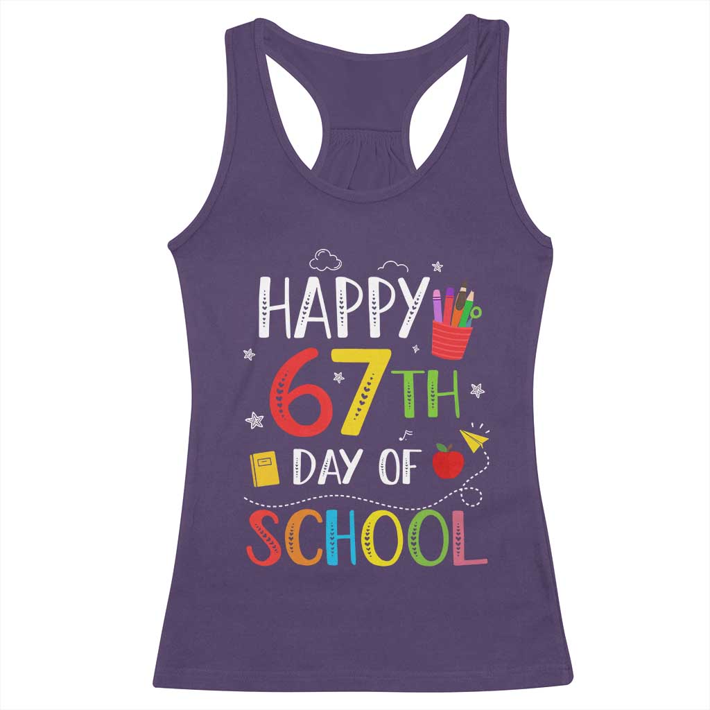67 Days of School Racerback Tank Top Happy 67th Day Of School Teachers Student Meme - Wonder Print Shop