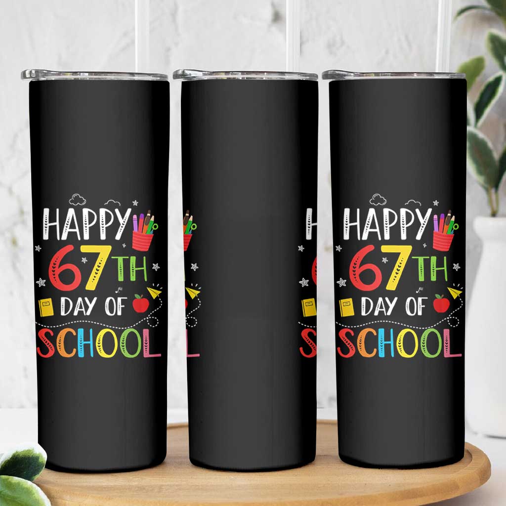 67 Days of School Skinny Tumbler Happy 67th Day Of School Teachers Student Meme - Wonder Print Shop