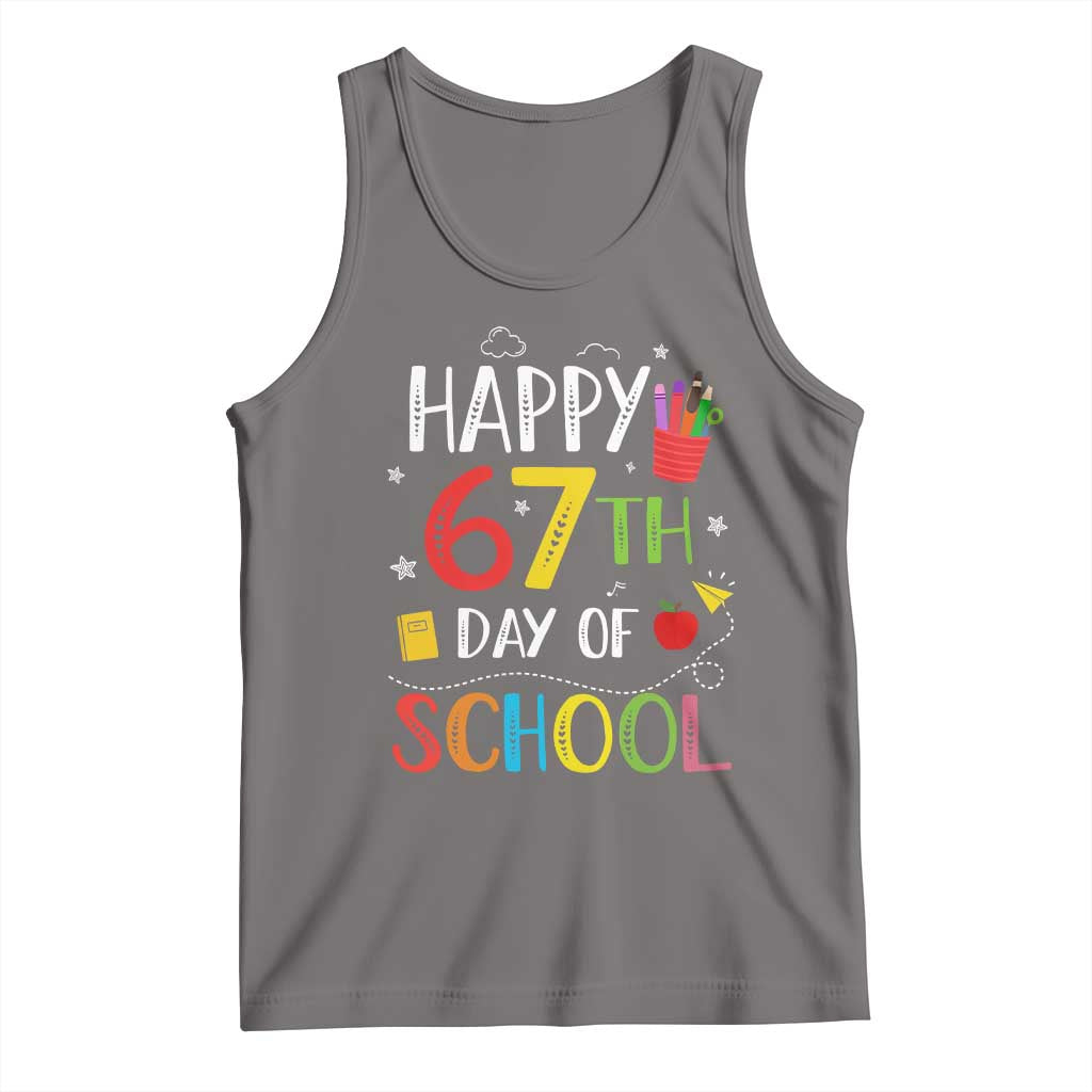 67 Days of School Tank Top Happy 67th Day Of School Teachers Student Meme - Wonder Print Shop