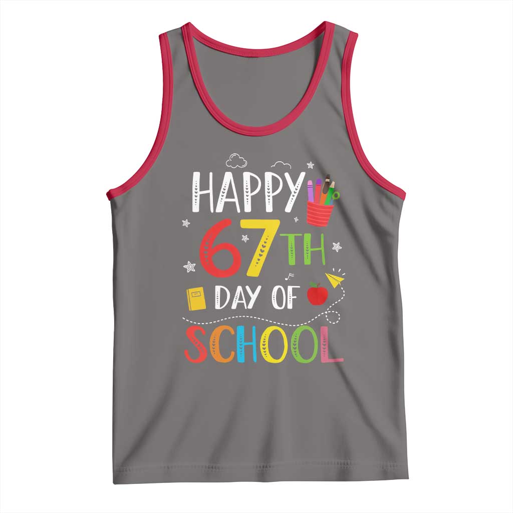 67 Days of School Tank Top Happy 67th Day Of School Teachers Student Meme - Wonder Print Shop
