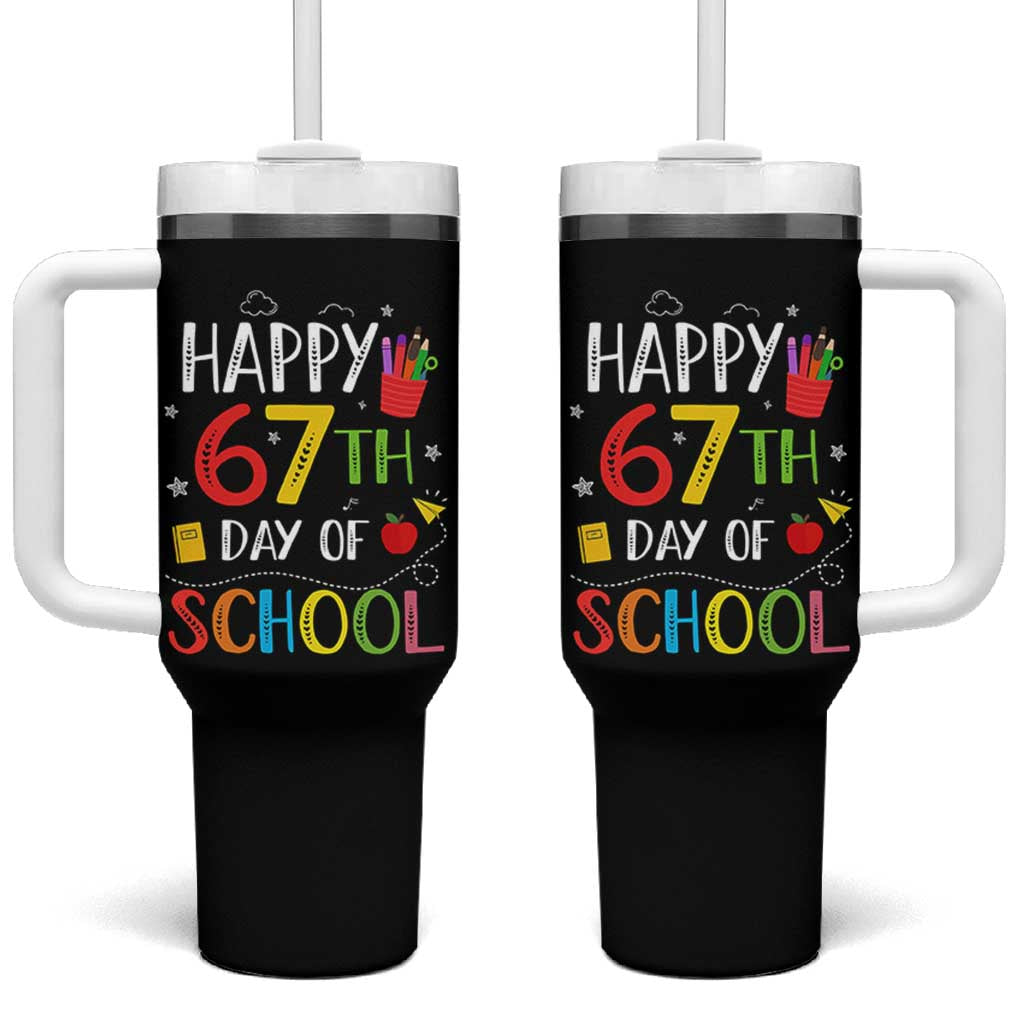 67 Days of School Tumbler With Handle Happy 67th Day Of School Teachers Student Meme - Wonder Print Shop