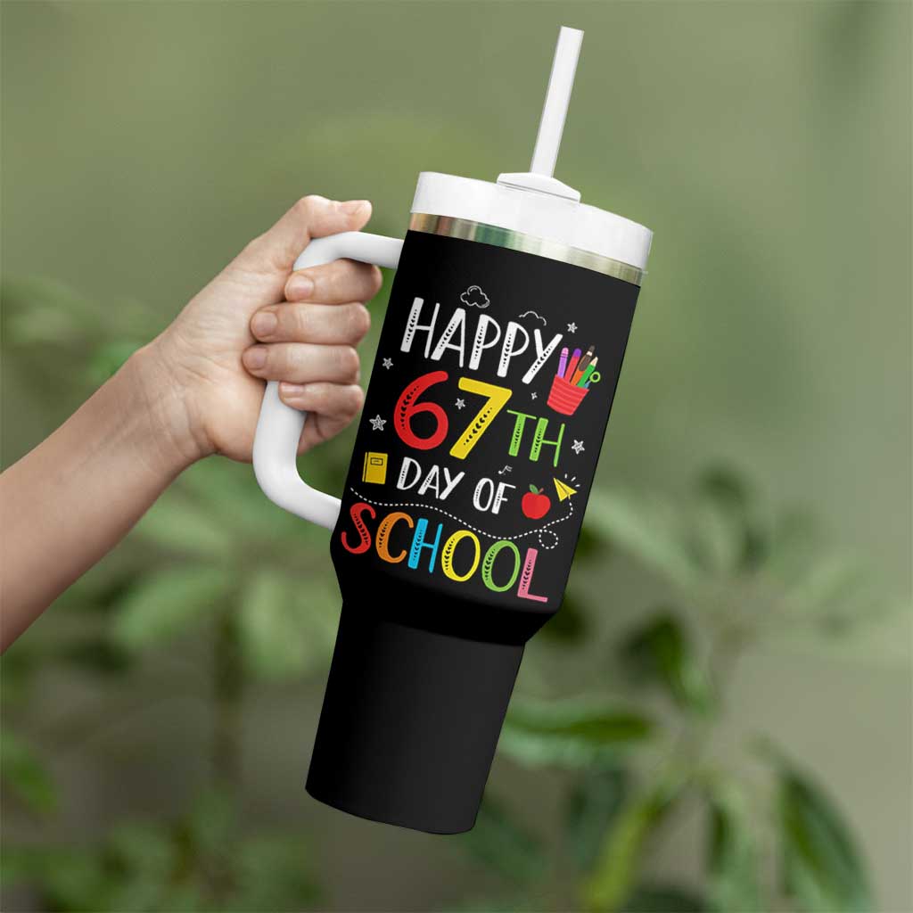 67 Days of School Tumbler With Handle Happy 67th Day Of School Teachers Student Meme - Wonder Print Shop