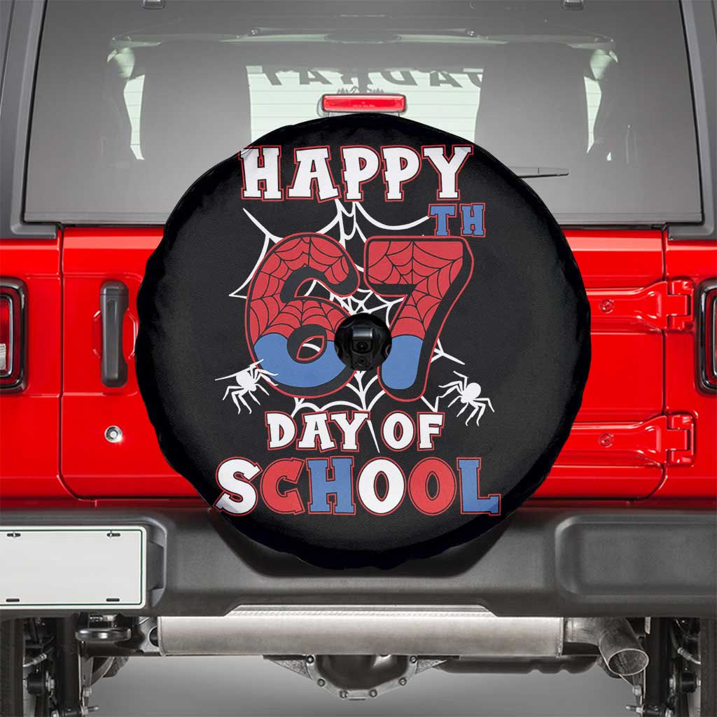 Happy 67th Day Of School Spare Tire Cover Boys Girls Spider 67 Days - Wonder Print Shop