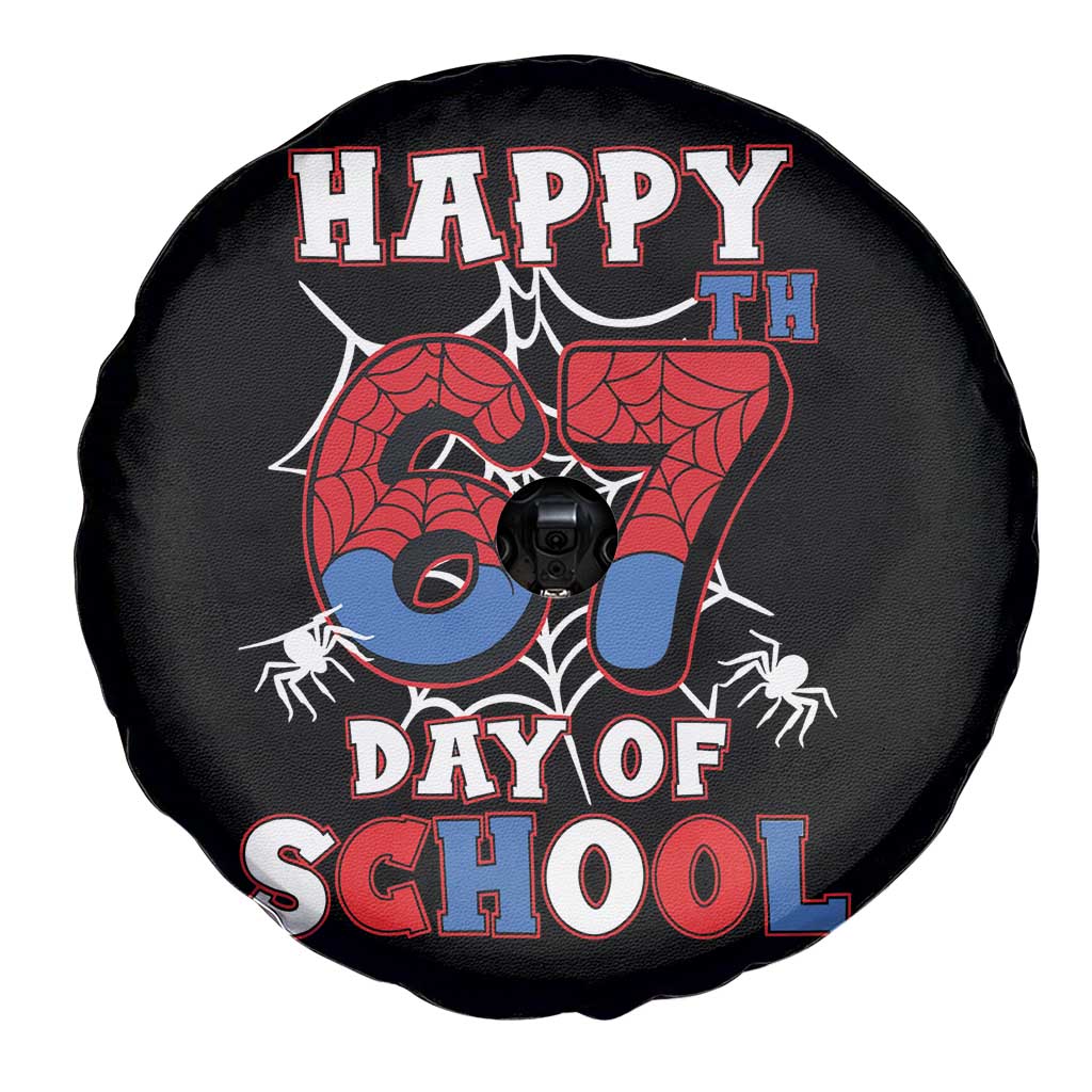 Happy 67th Day Of School Spare Tire Cover Boys Girls Spider 67 Days - Wonder Print Shop