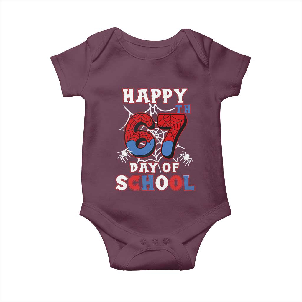 Happy 67th Day Of School Baby Onesie Boys Girls Spider 67 Days - Wonder Print Shop