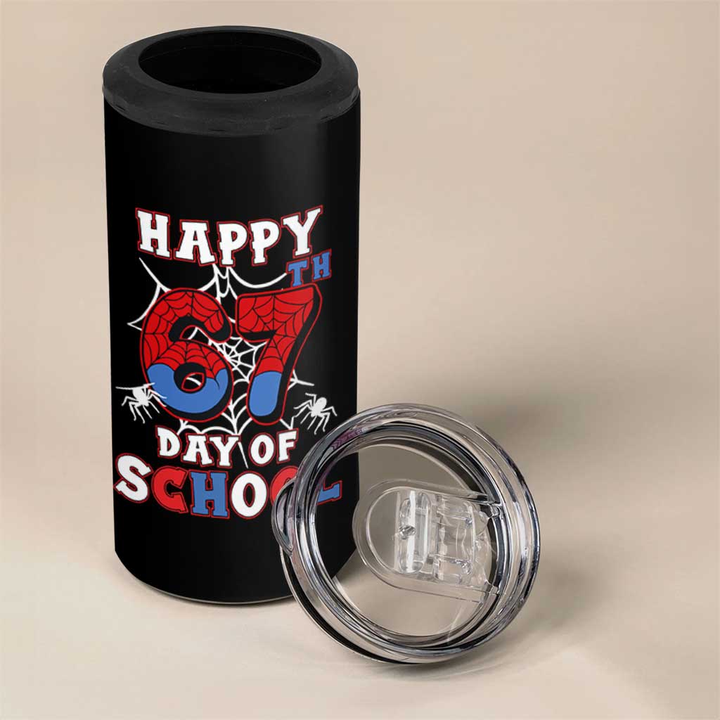 Happy 67th Day Of School 4 in 1 Can Cooler Tumbler Boys Girls Spider 67 Days - Wonder Print Shop