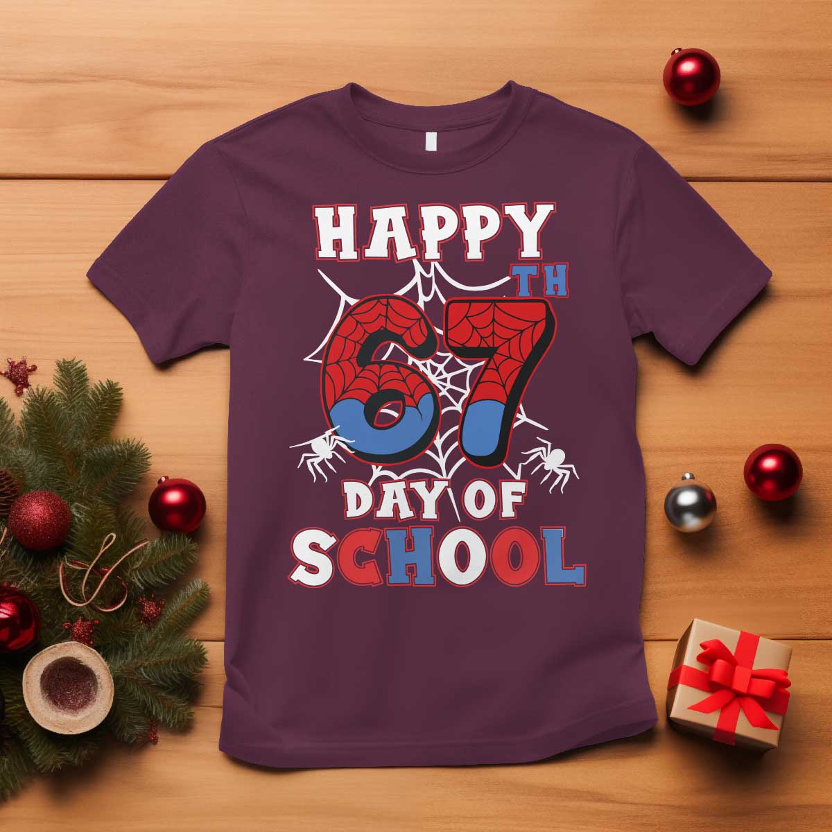Happy 67th Day Of School T Shirt Boys Girls Spider 67 Days - Wonder Print Shop