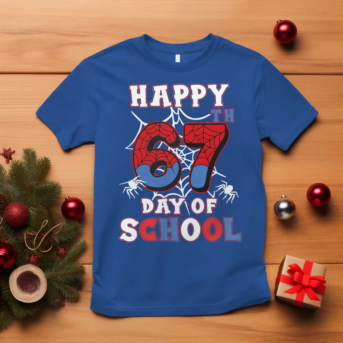Happy 67th Day Of School T Shirt Boys Girls Spider 67 Days - Wonder Print Shop