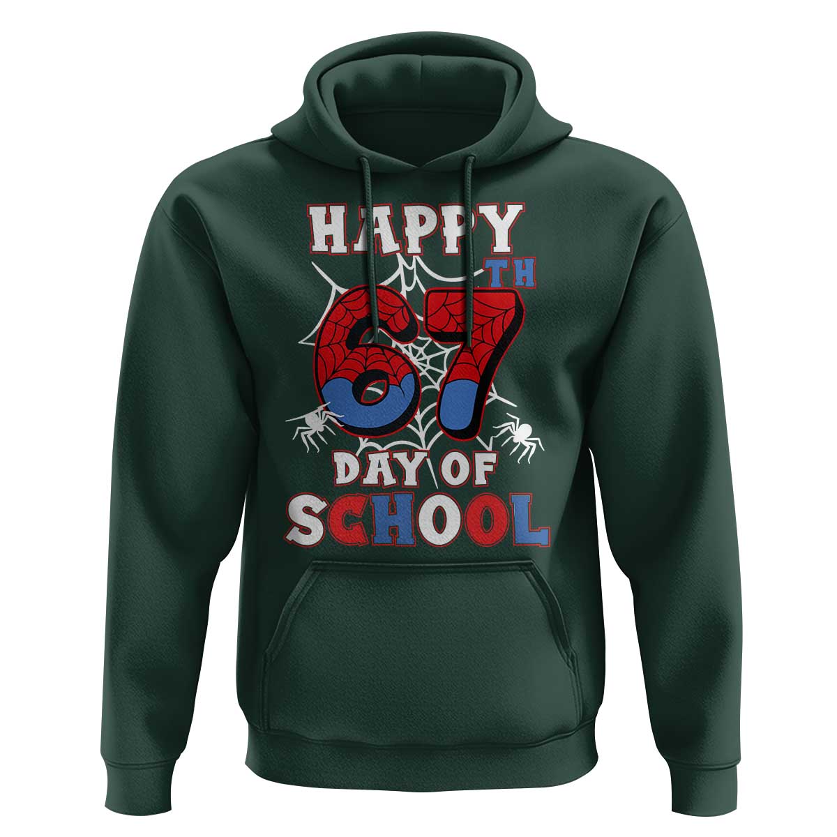 Happy 67th Day Of School Hoodie Boys Girls Spider 67 Days - Wonder Print Shop