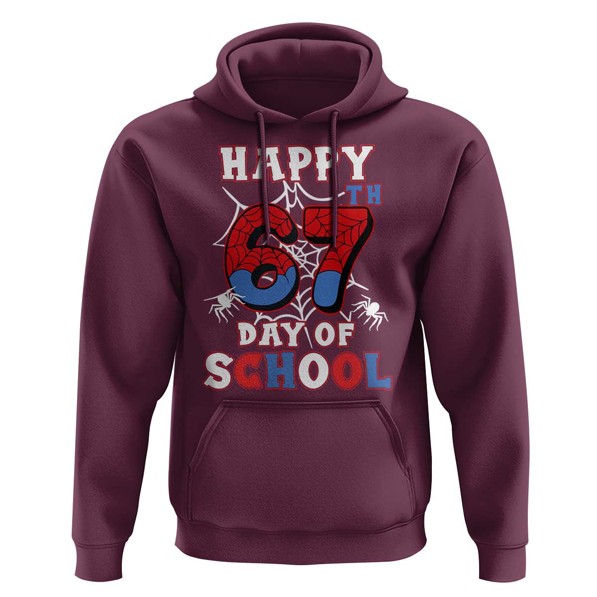 Happy 67th Day Of School Hoodie Boys Girls Spider 67 Days - Wonder Print Shop