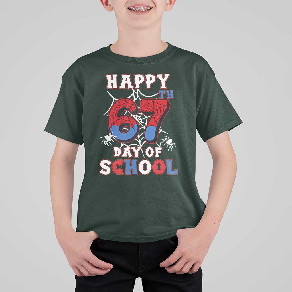 Happy 67th Day Of School T Shirt For Kid Boys Girls Spider 67 Days - Wonder Print Shop