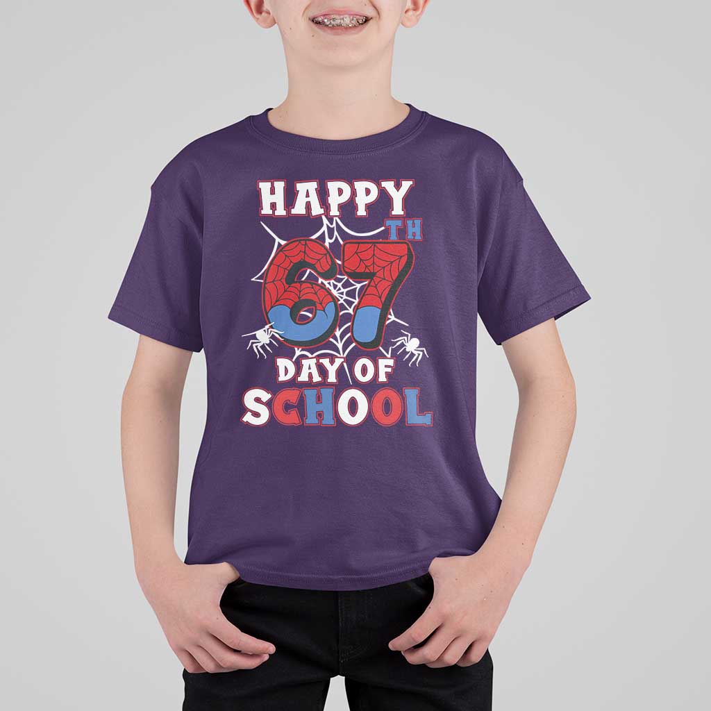 Happy 67th Day Of School T Shirt For Kid Boys Girls Spider 67 Days - Wonder Print Shop