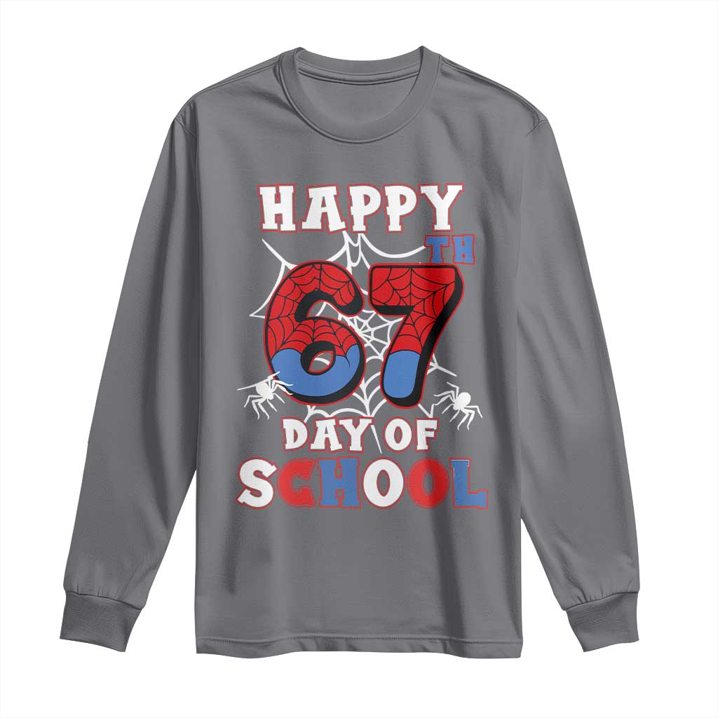 Happy 67th Day Of School Long Sleeve Shirt Boys Girls Spider 67 Days - Wonder Print Shop