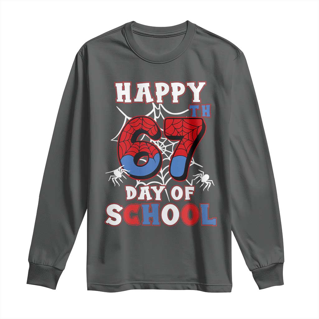 Happy 67th Day Of School Long Sleeve Shirt Boys Girls Spider 67 Days - Wonder Print Shop