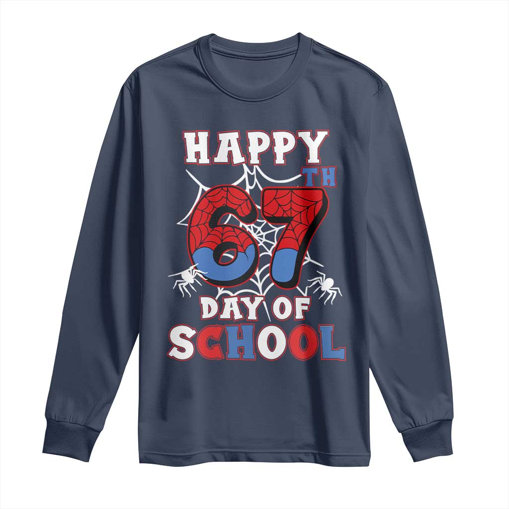 Happy 67th Day Of School Long Sleeve Shirt Boys Girls Spider 67 Days - Wonder Print Shop