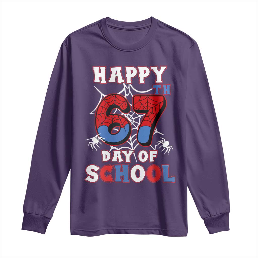 Happy 67th Day Of School Long Sleeve Shirt Boys Girls Spider 67 Days - Wonder Print Shop