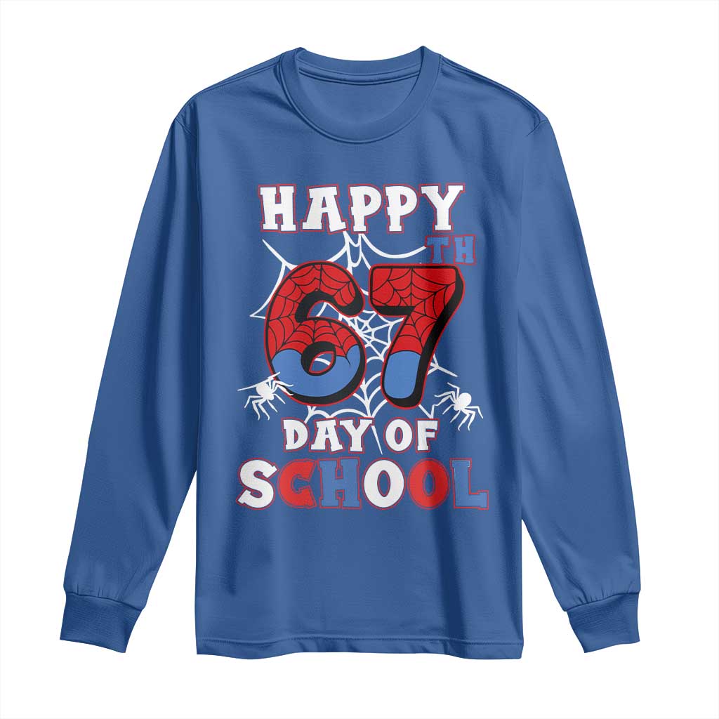 Happy 67th Day Of School Long Sleeve Shirt Boys Girls Spider 67 Days - Wonder Print Shop