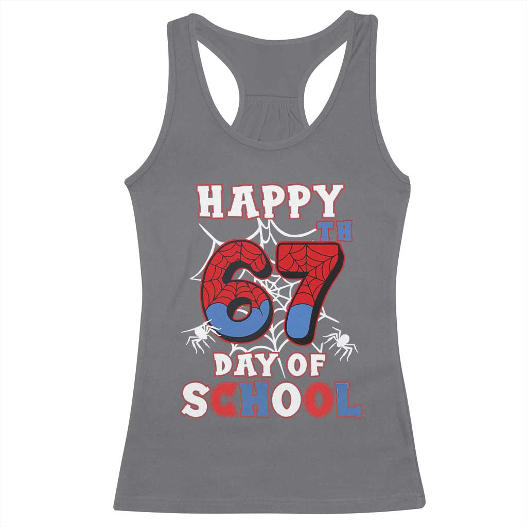 Happy 67th Day Of School Racerback Tank Top Boys Girls Spider 67 Days - Wonder Print Shop
