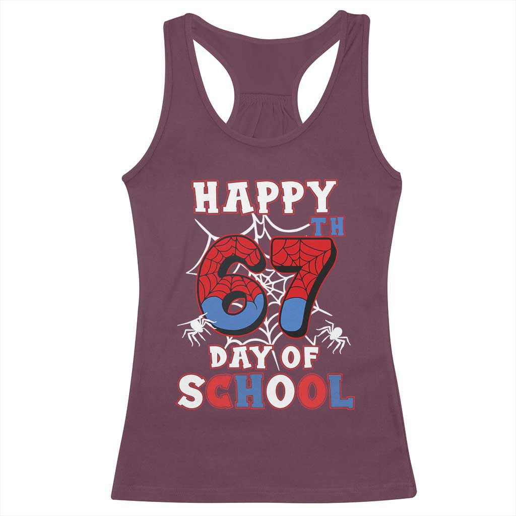 Happy 67th Day Of School Racerback Tank Top Boys Girls Spider 67 Days - Wonder Print Shop