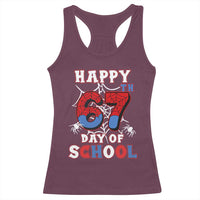 Happy 67th Day Of School Racerback Tank Top Boys Girls Spider 67 Days - Wonder Print Shop