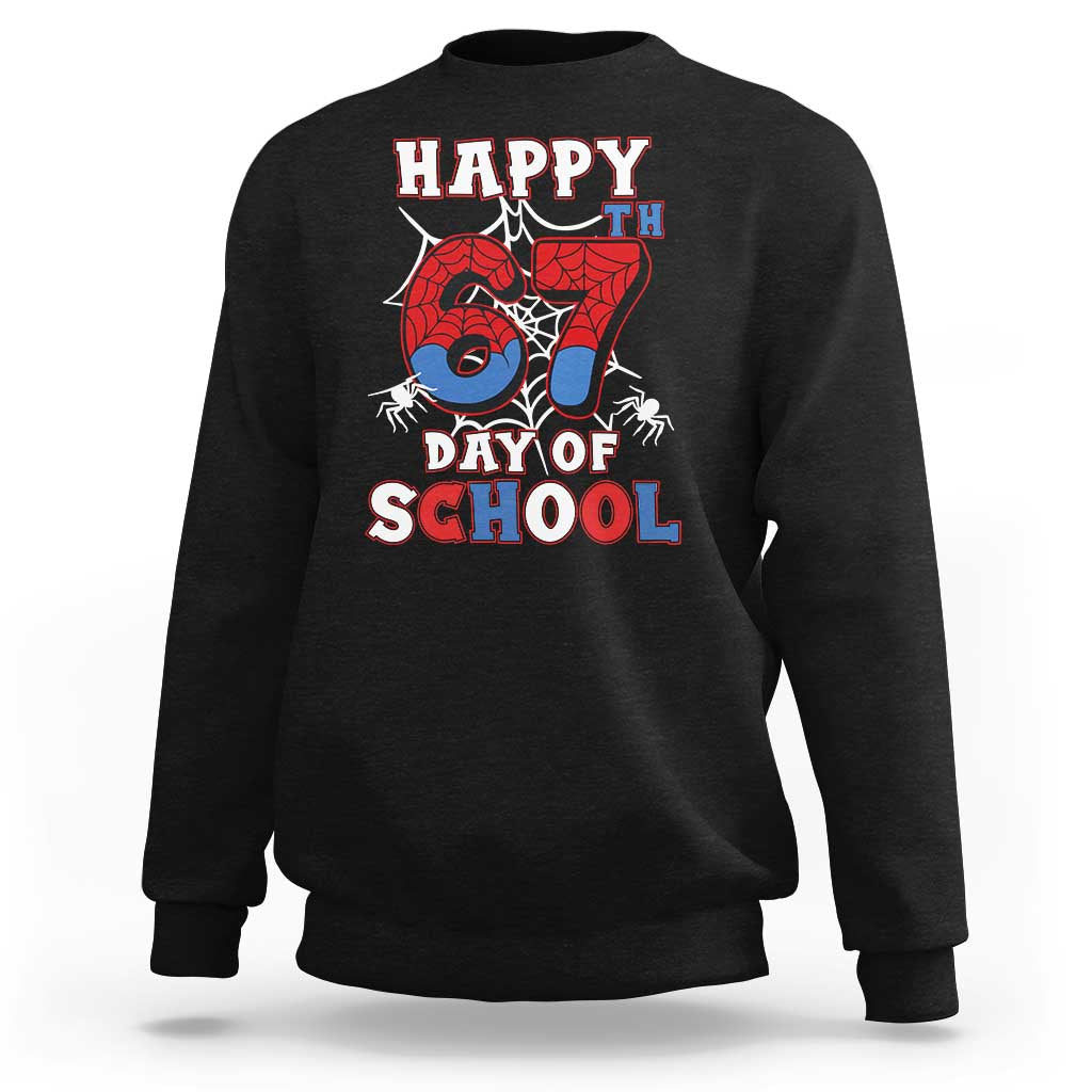 Happy 67th Day Of School Sweatshirt Boys Girls Spider 67 Days - Wonder Print Shop