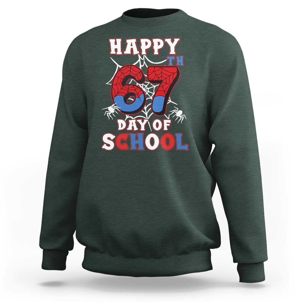 Happy 67th Day Of School Sweatshirt Boys Girls Spider 67 Days - Wonder Print Shop