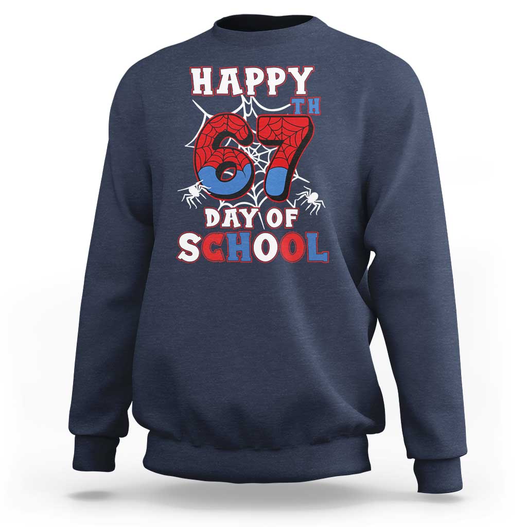 Happy 67th Day Of School Sweatshirt Boys Girls Spider 67 Days - Wonder Print Shop