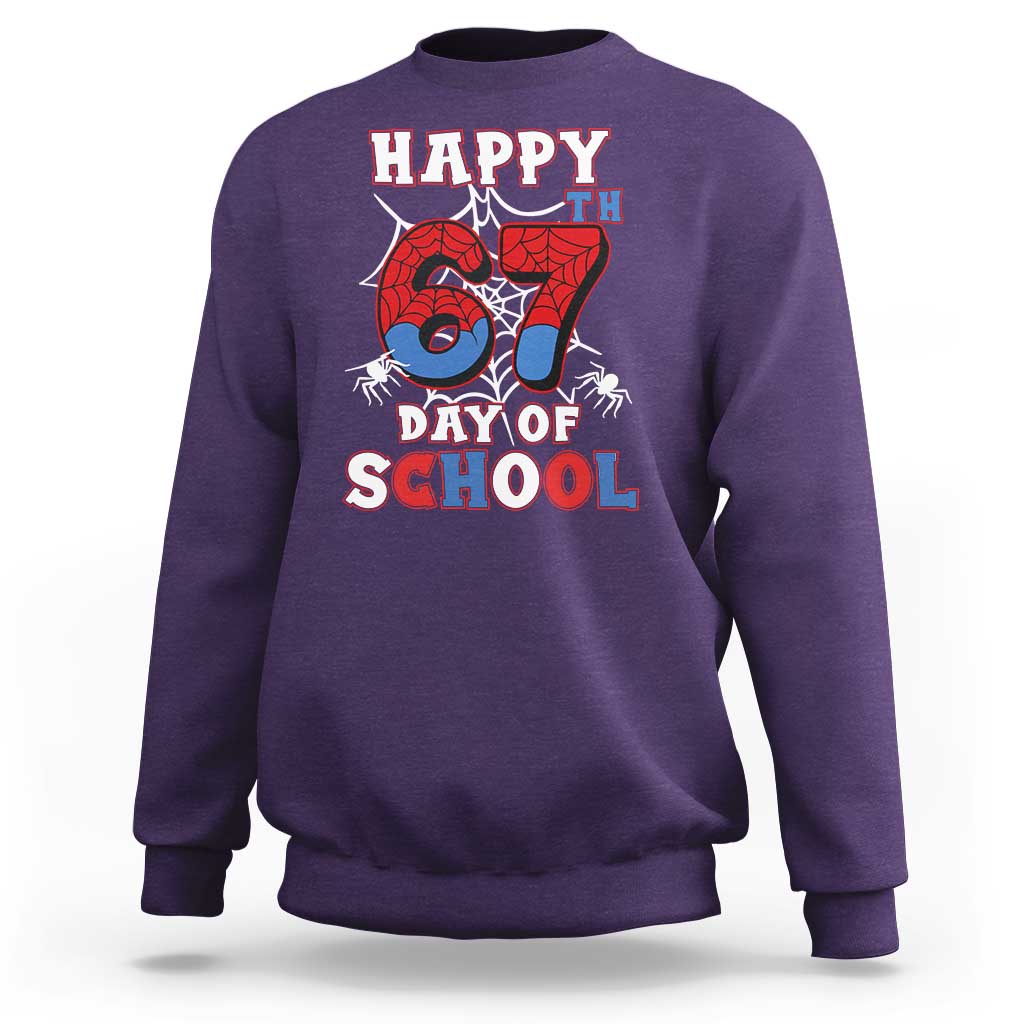 Happy 67th Day Of School Sweatshirt Boys Girls Spider 67 Days - Wonder Print Shop