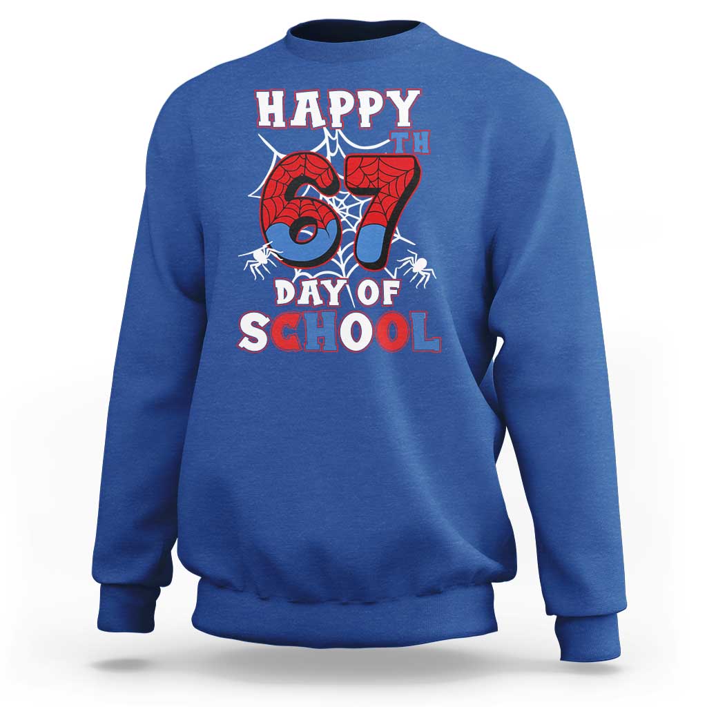 Happy 67th Day Of School Sweatshirt Boys Girls Spider 67 Days - Wonder Print Shop