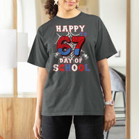 Happy 67th Day Of School T Shirt For Women Boys Girls Spider 67 Days - Wonder Print Shop