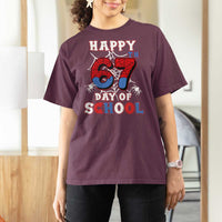 Happy 67th Day Of School T Shirt For Women Boys Girls Spider 67 Days - Wonder Print Shop
