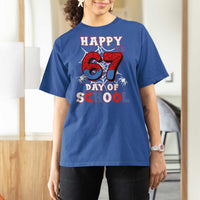 Happy 67th Day Of School T Shirt For Women Boys Girls Spider 67 Days - Wonder Print Shop