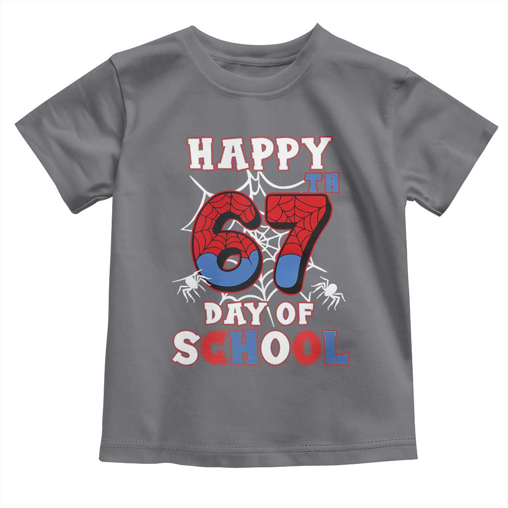 Happy 67th Day Of School Toddler T Shirt Boys Girls Spider 67 Days - Wonder Print Shop