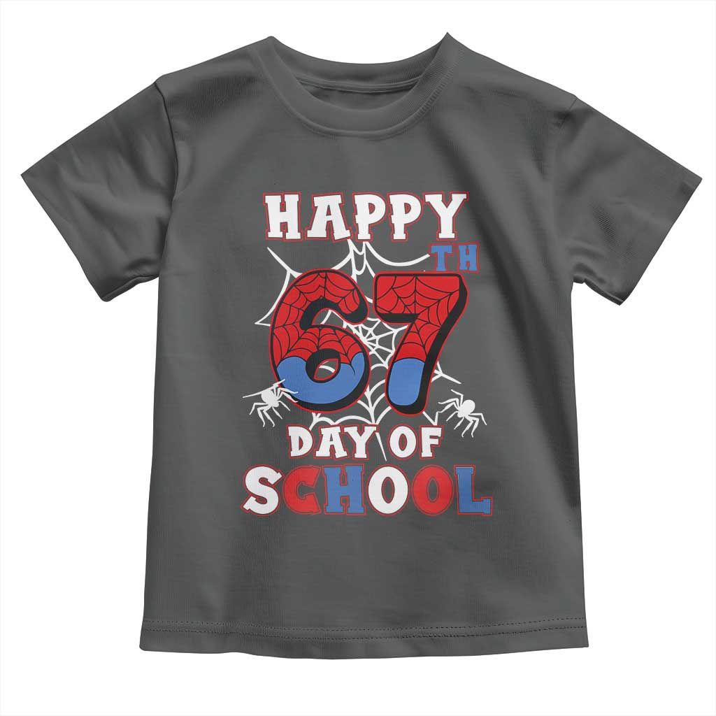 Happy 67th Day Of School Toddler T Shirt Boys Girls Spider 67 Days - Wonder Print Shop