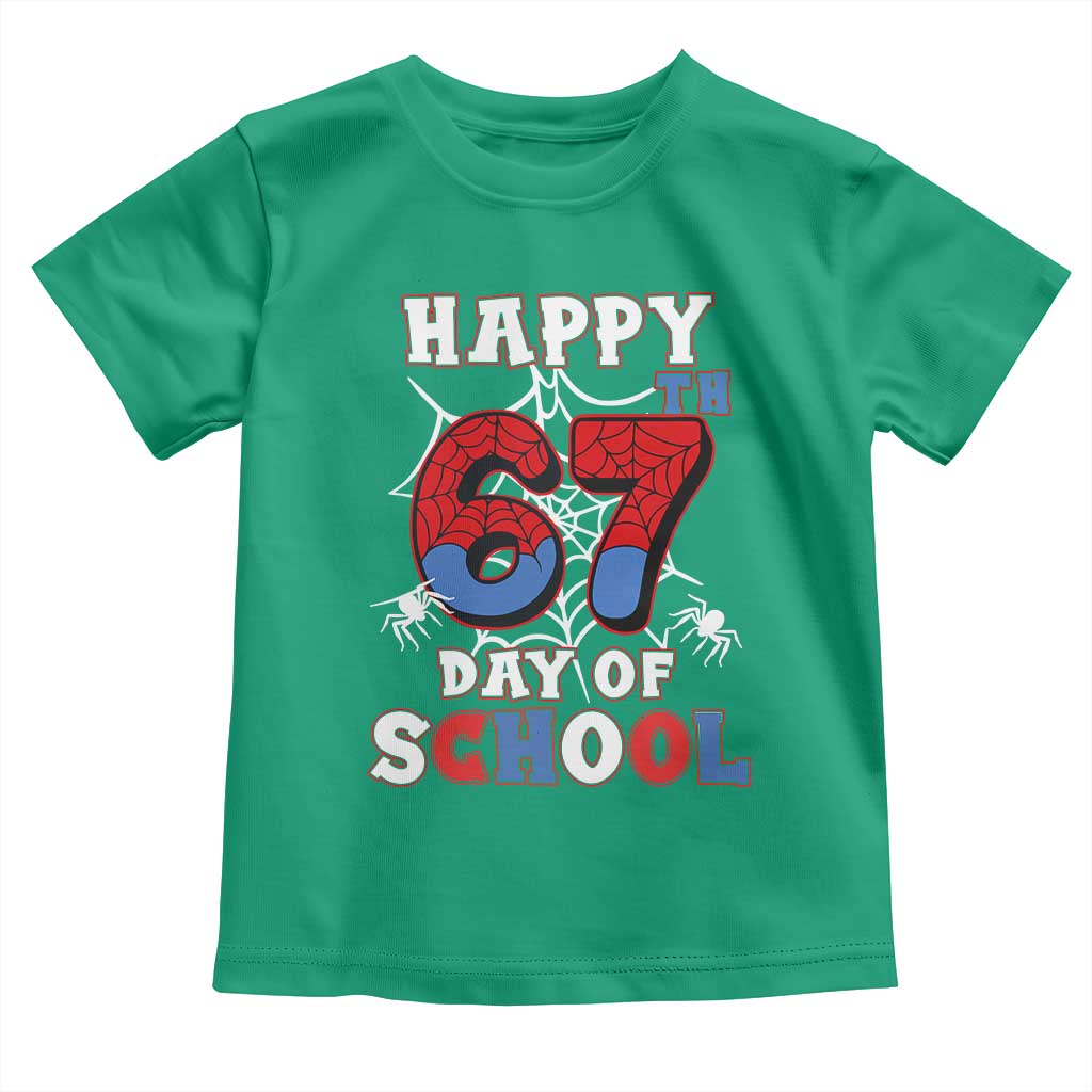 Happy 67th Day Of School Toddler T Shirt Boys Girls Spider 67 Days - Wonder Print Shop