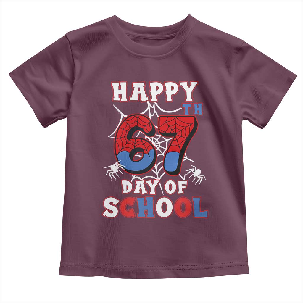 Happy 67th Day Of School Toddler T Shirt Boys Girls Spider 67 Days - Wonder Print Shop